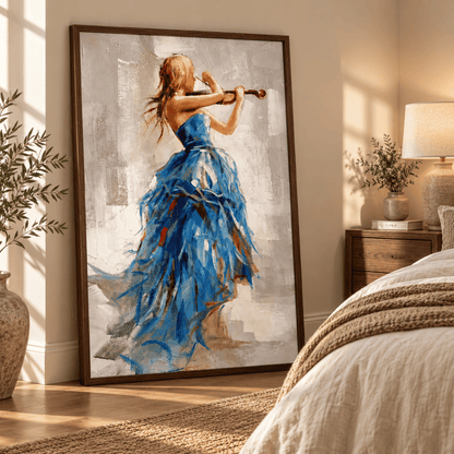 Blue Rhapsody Violinist Canvas Print
