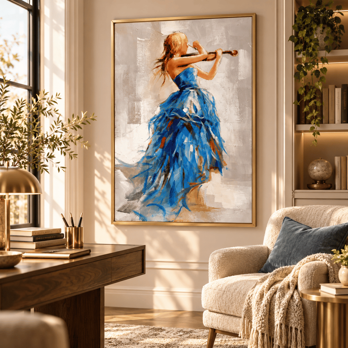 Blue Rhapsody Violinist Canvas Print