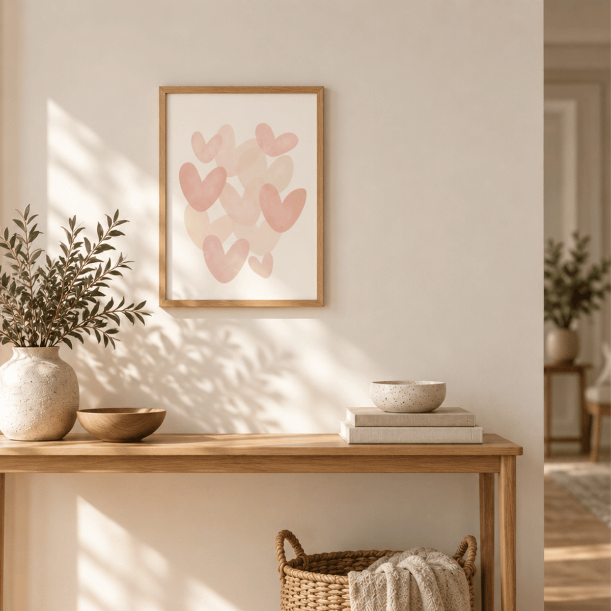 Blush Heart Drift Canvas Print