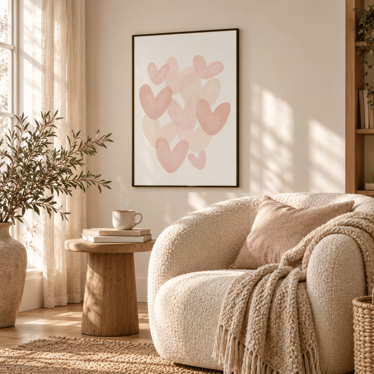 Blush Heart Drift Canvas Print