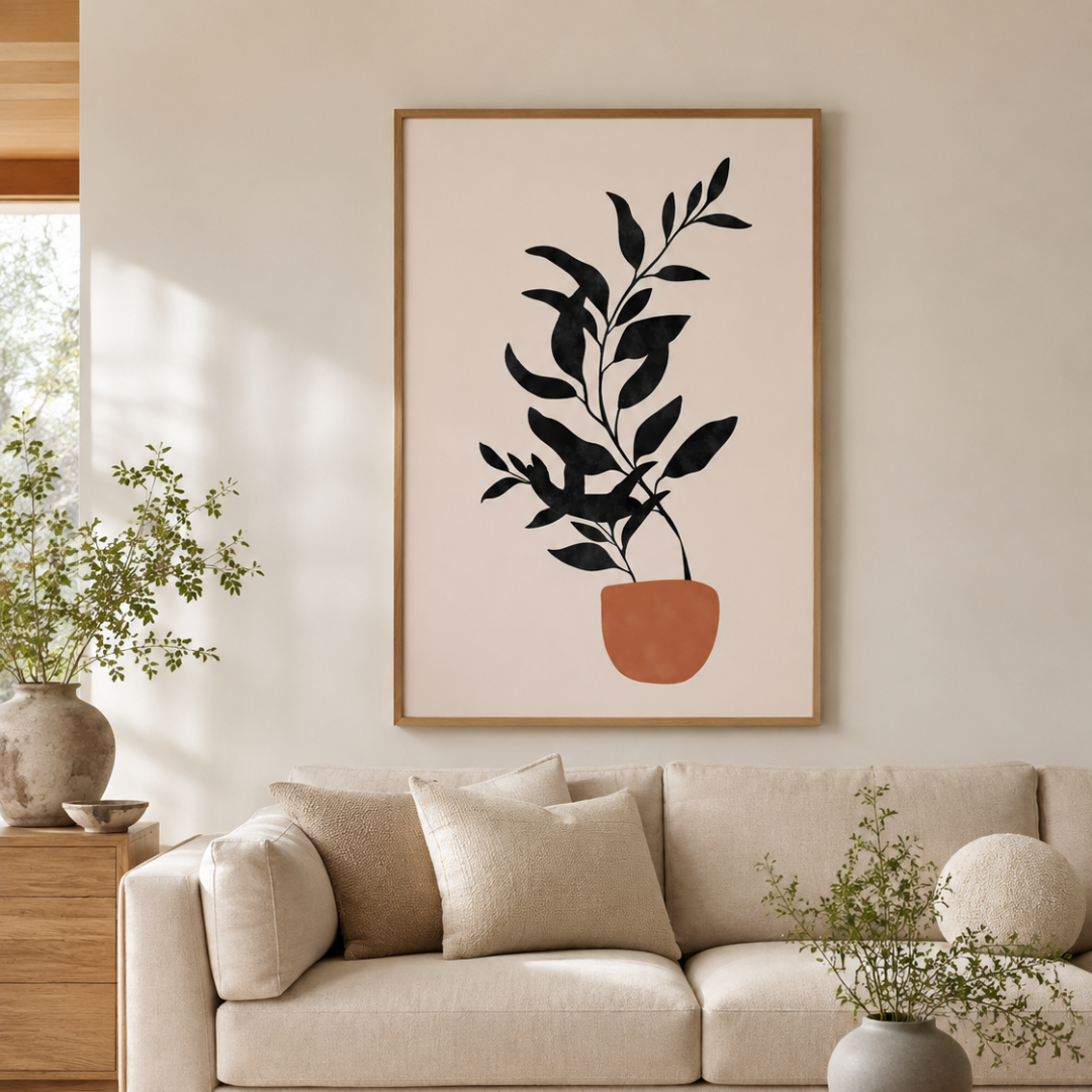 Boho Botanical Potted Plant Canvas Print