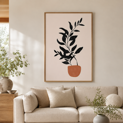 Boho Botanical Potted Plant Canvas Print