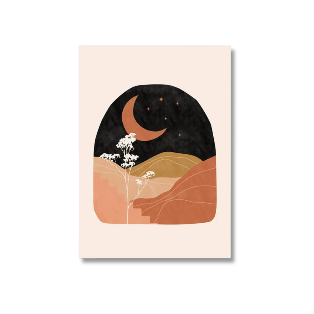 Boho Celestial Desert Moon Canvas Print