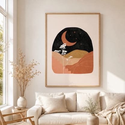 Boho Celestial Desert Moon Canvas Print