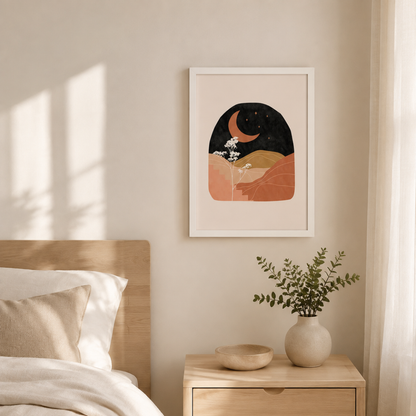 Boho Celestial Desert Moon Canvas Print