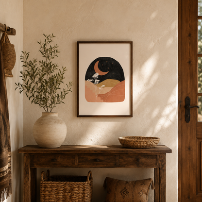 Boho Celestial Desert Moon Canvas Print