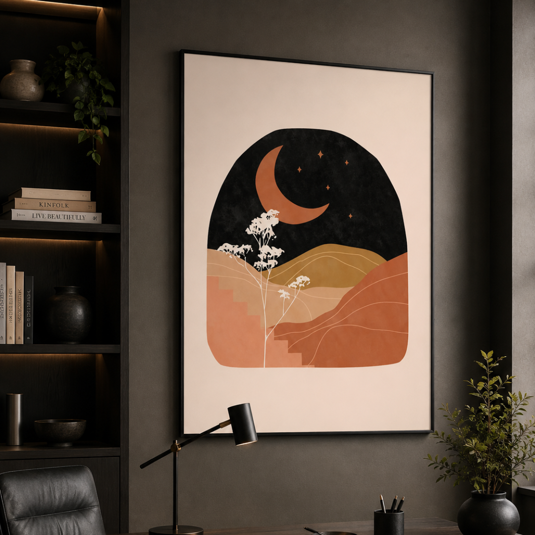 Boho Celestial Desert Moon Canvas Print