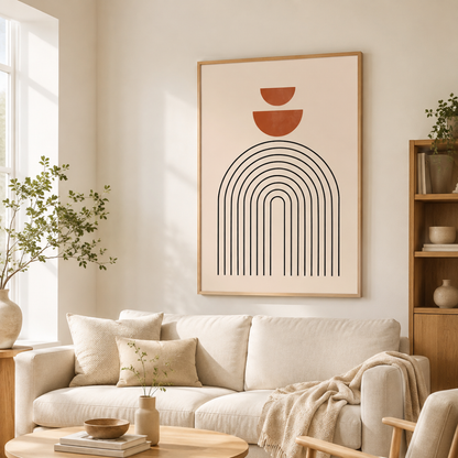 Minimalist Terracotta Geometric Arch Canvas Print
