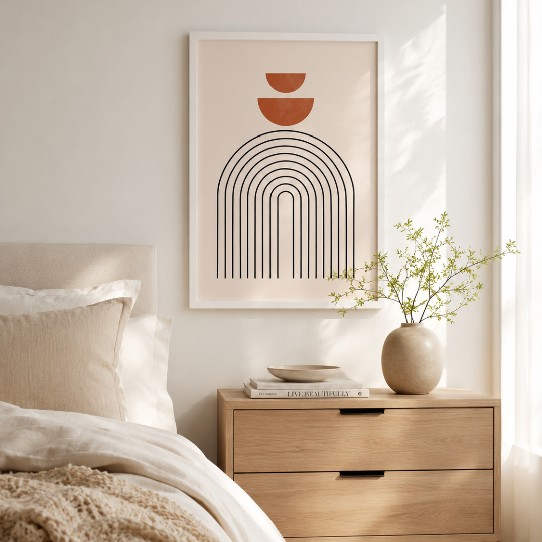 Minimalist Terracotta Geometric Arch Canvas Print