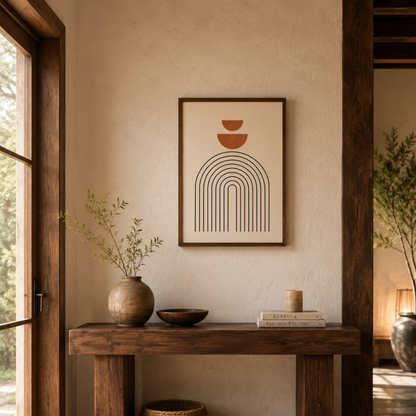 Minimalist Terracotta Geometric Arch Canvas Print