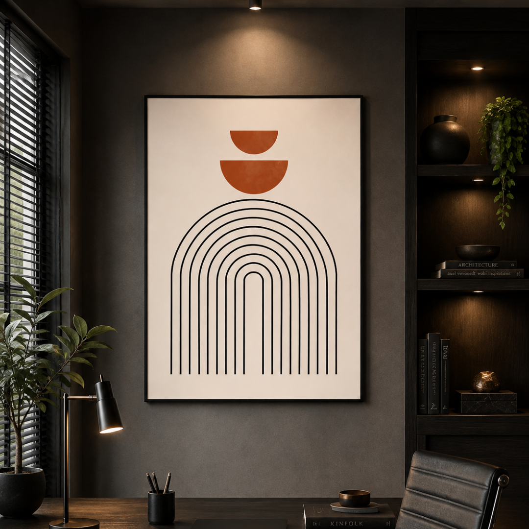 Minimalist Terracotta Geometric Arch Canvas Print