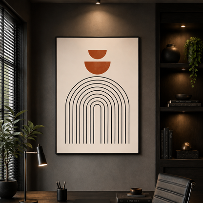 Minimalist Terracotta Geometric Arch Canvas Print
