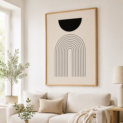 Minimalist Black Geometric Arch Canvas Print