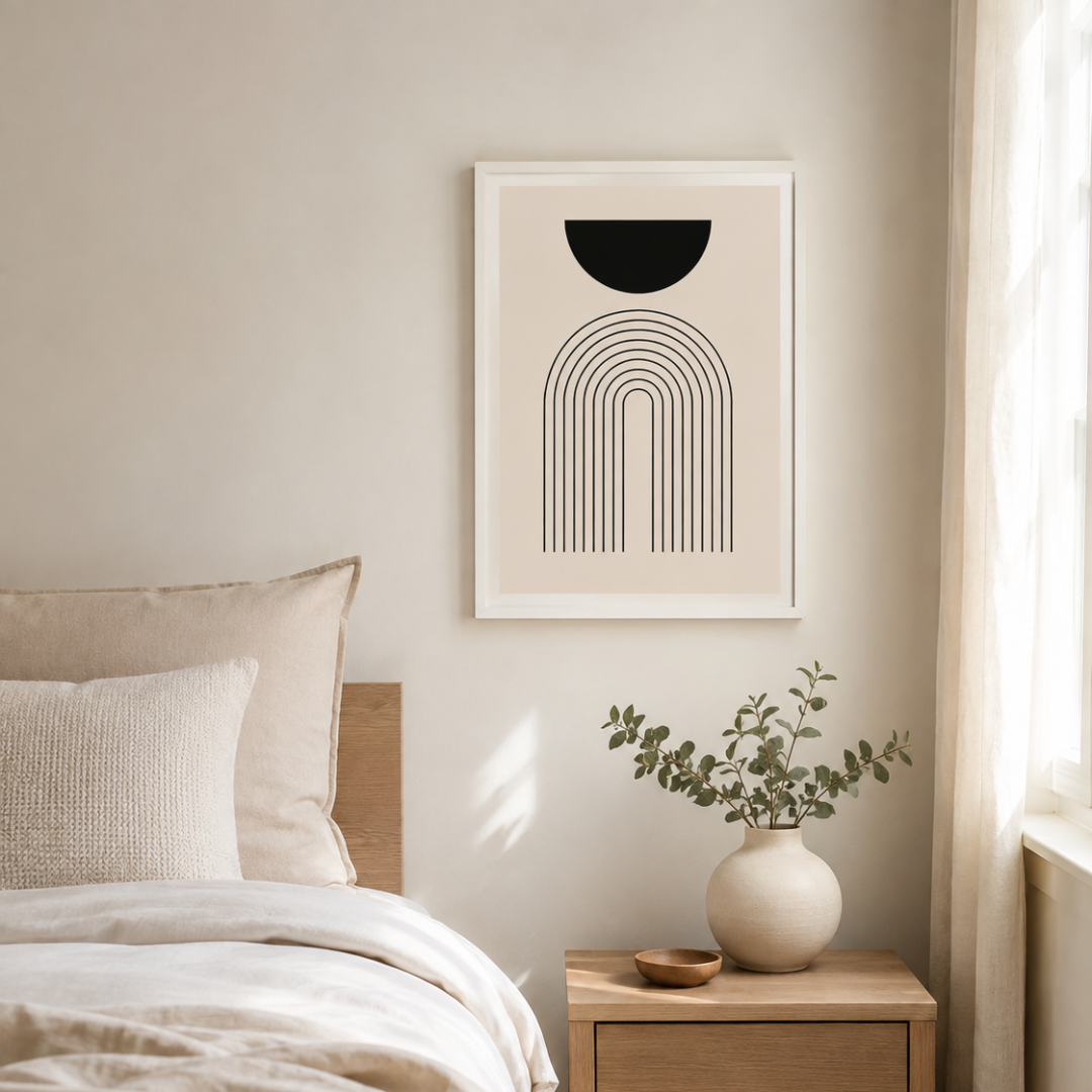Minimalist Black Geometric Arch Canvas Print