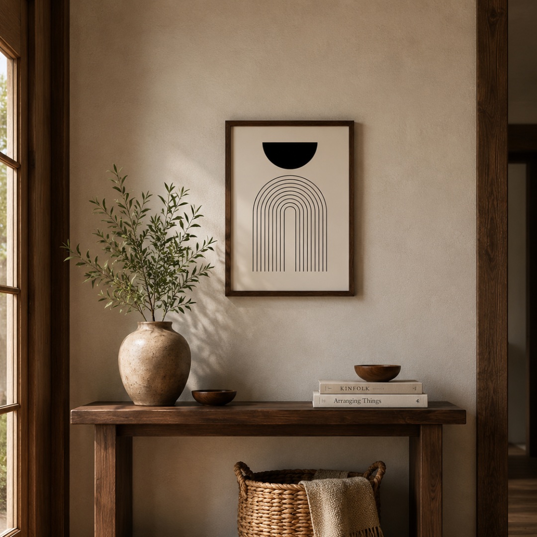 Minimalist Black Geometric Arch Canvas Print