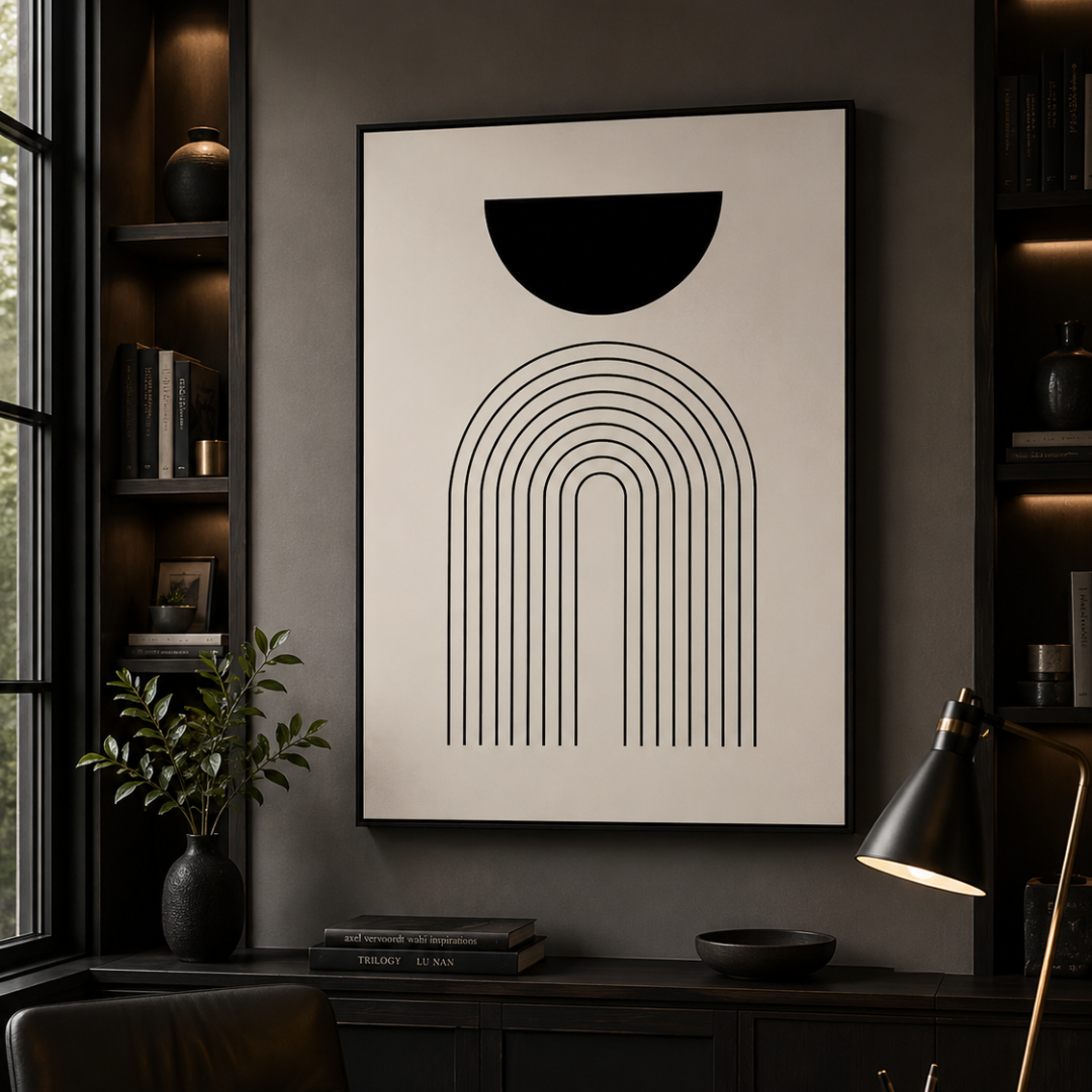 Minimalist Black Geometric Arch Canvas Print