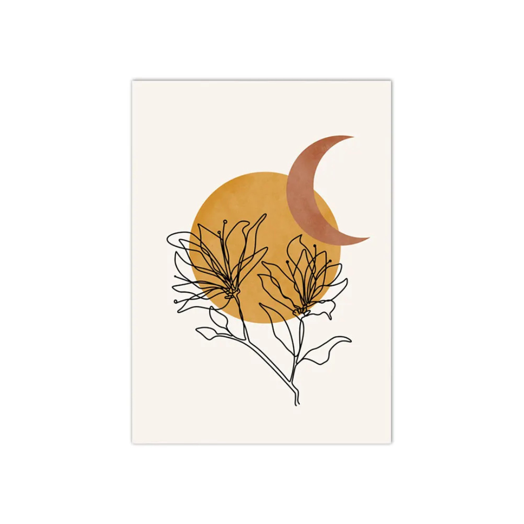 Boho Sun Moon Floral Canvas Print