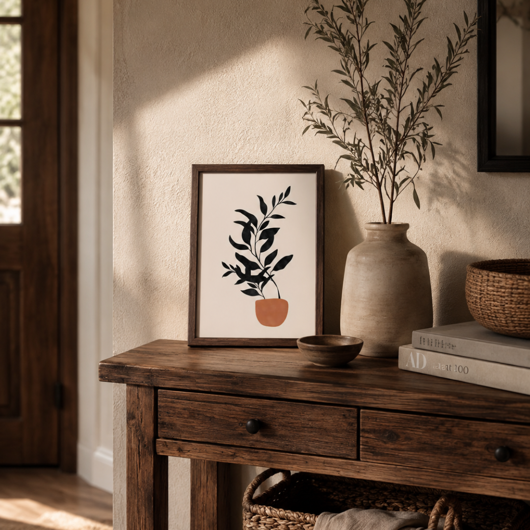 Boho Botanical Potted Plant Canvas Print