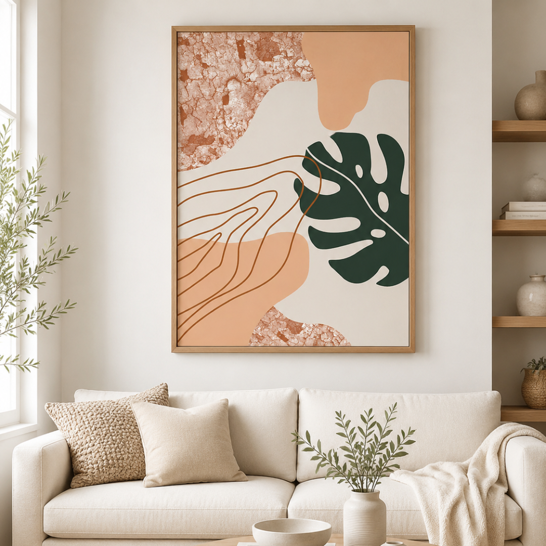 Boho Abstract Monstera Leaf Canvas Print