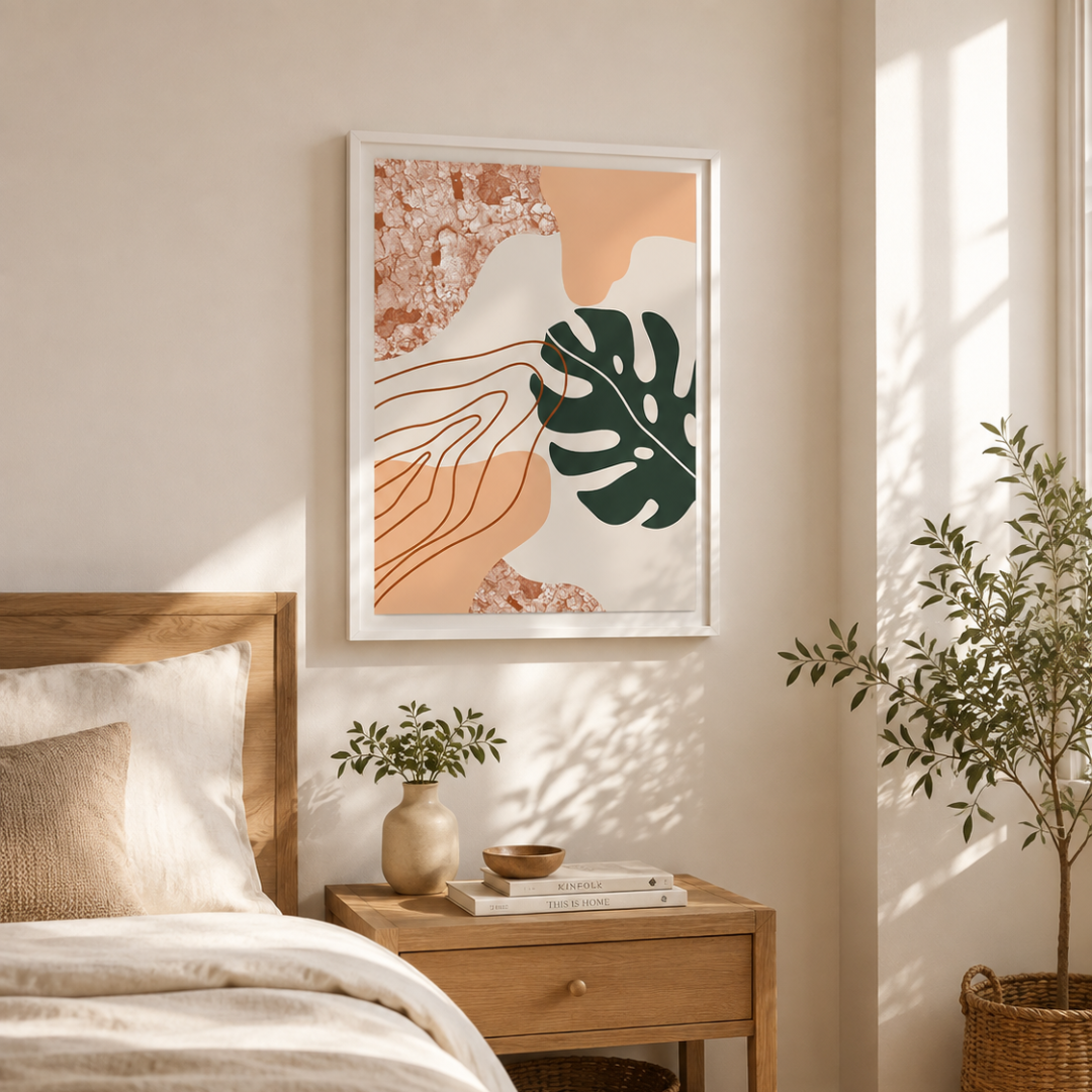 Boho Abstract Monstera Leaf Canvas Print