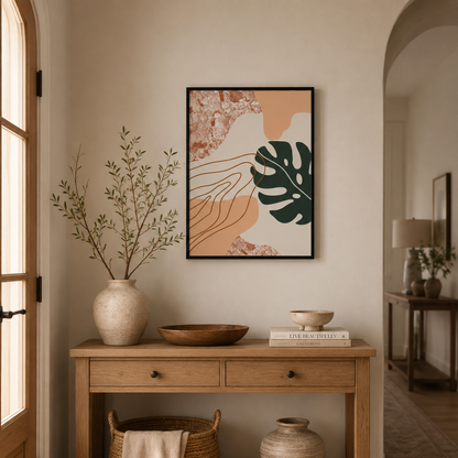 Boho Abstract Monstera Leaf Canvas Print