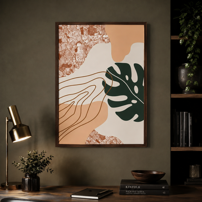 Boho Abstract Monstera Leaf Canvas Print