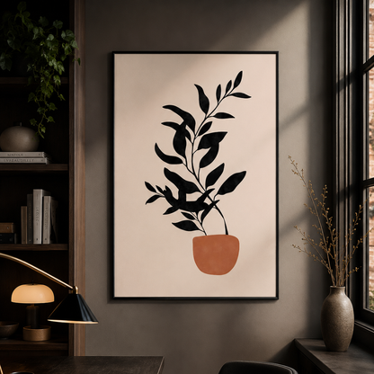Boho Botanical Potted Plant Canvas Print