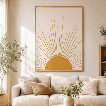 Boho Golden Sunburst Canvas Print