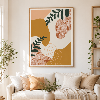 Boho Abstract Botanical Shapes Canvas Print