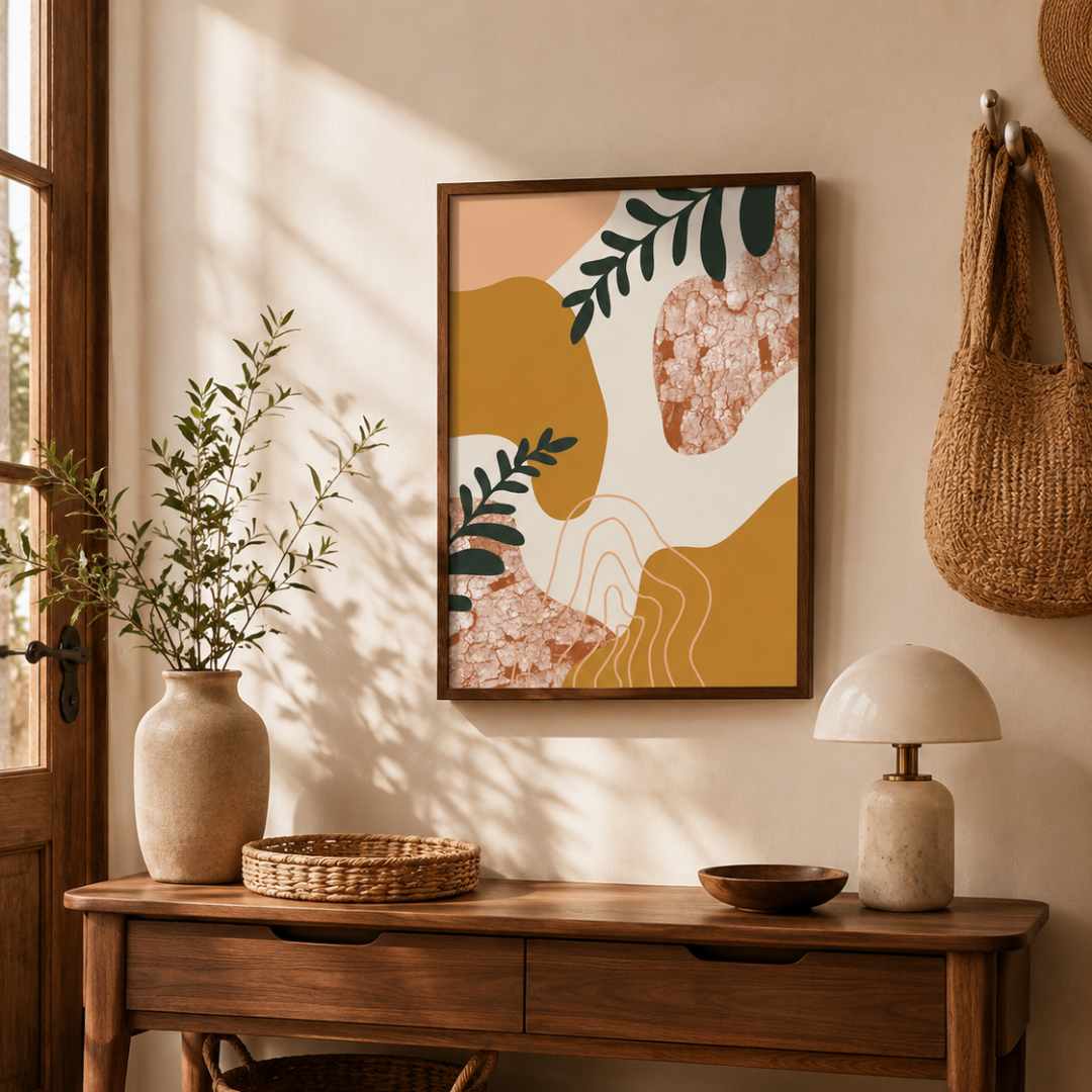 Boho Abstract Botanical Shapes Canvas Print