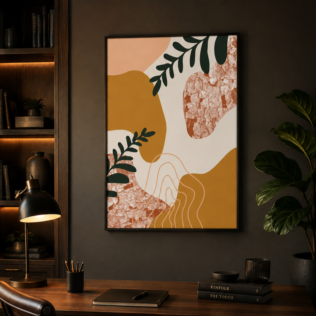 Boho Abstract Botanical Shapes Canvas Print