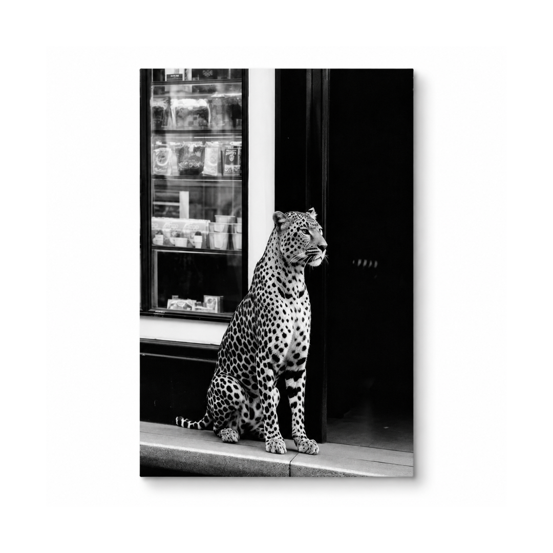 Black & White Urban Leopard Canvas Print