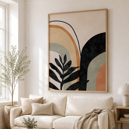 Boho Abstract Botanical Arch Canvas Print