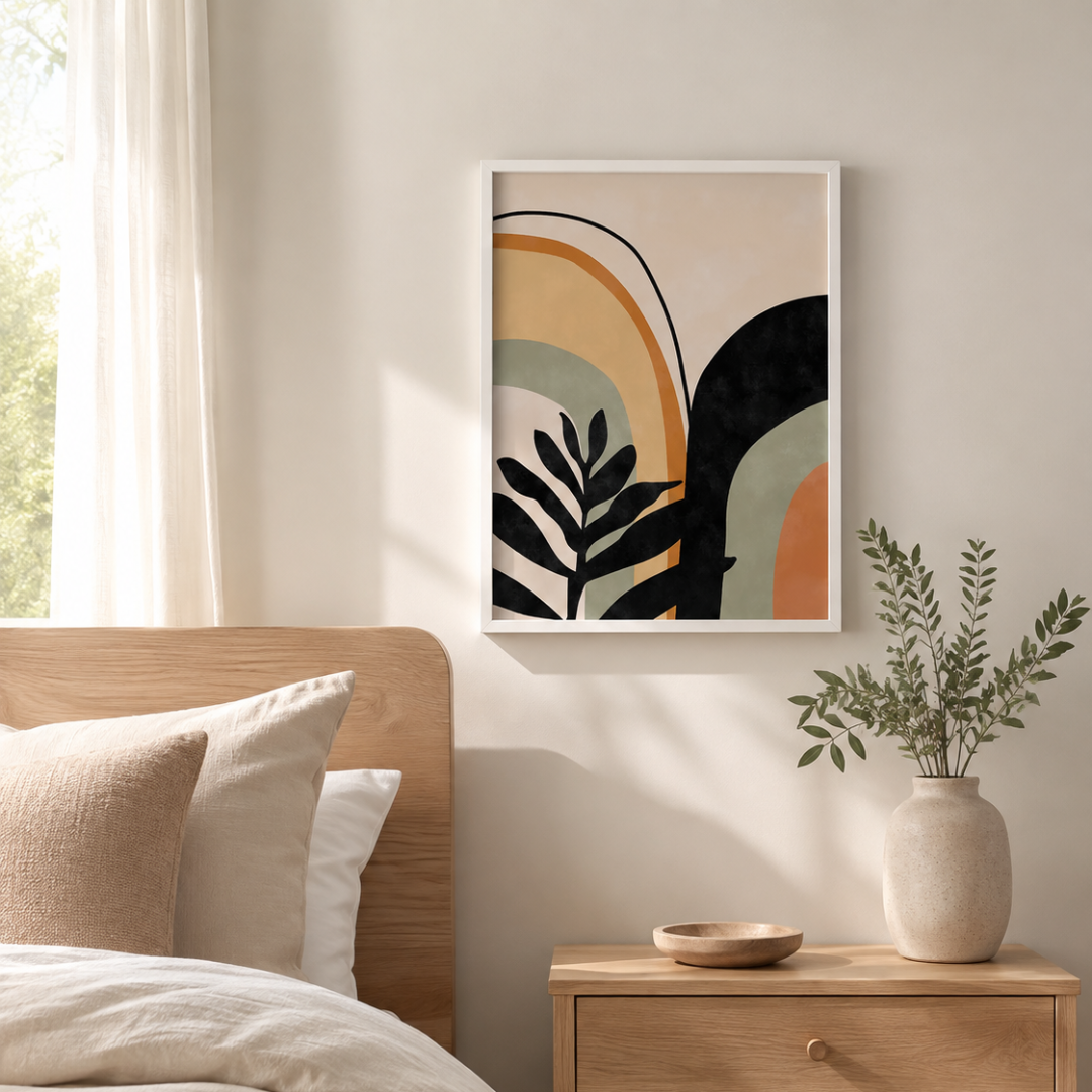 Boho Abstract Botanical Arch Canvas Print