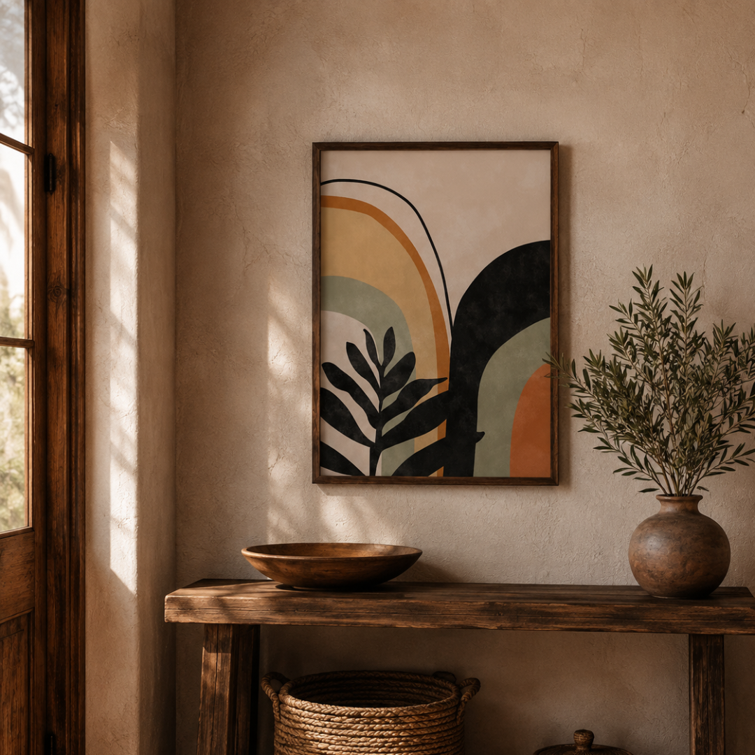 Boho Abstract Botanical Arch Canvas Print
