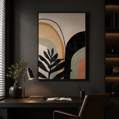 Boho Abstract Botanical Arch Canvas Print
