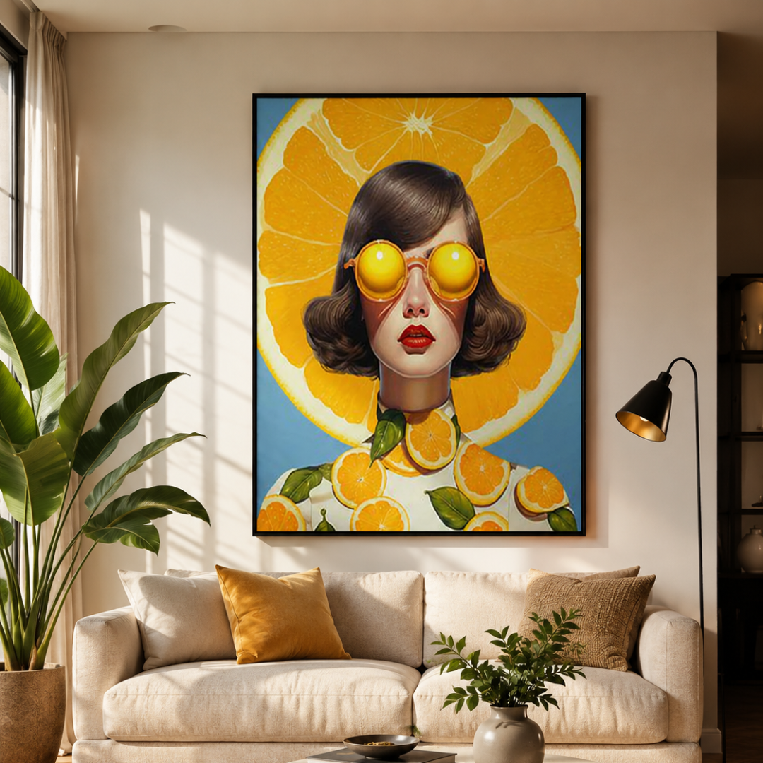 Citrus Vision Retro Woman Canvas Print