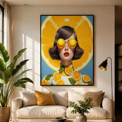 Citrus Vision Retro Woman Canvas Print