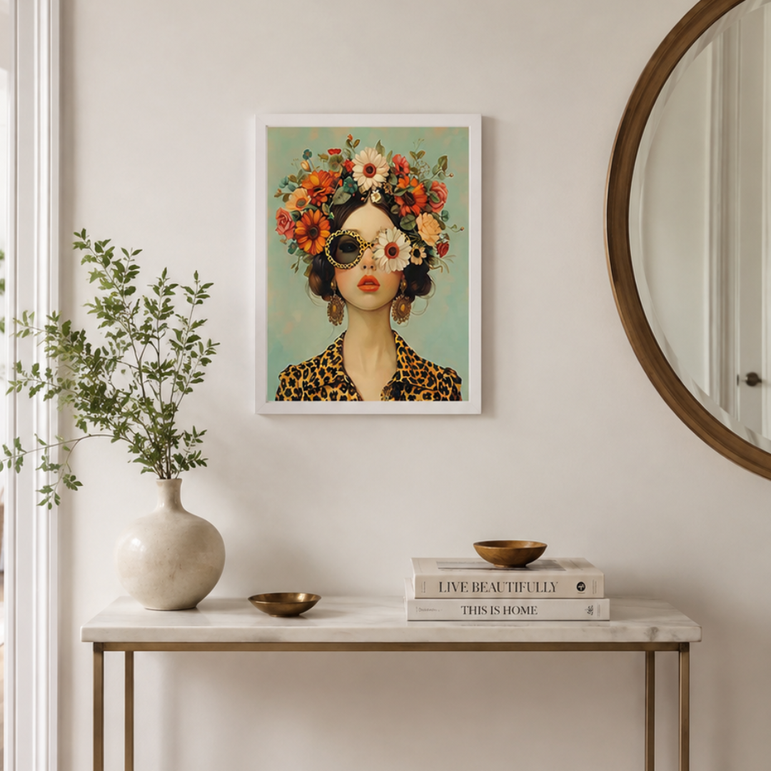 Wild Bloom Leopard Muse Canvas Print