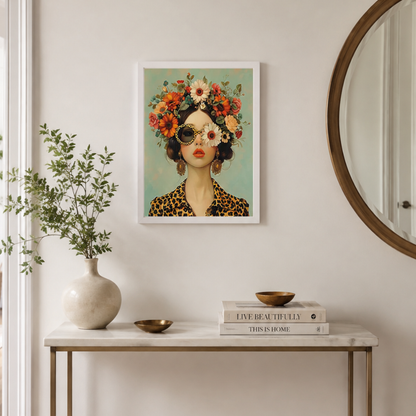 Wild Bloom Leopard Muse Canvas Print