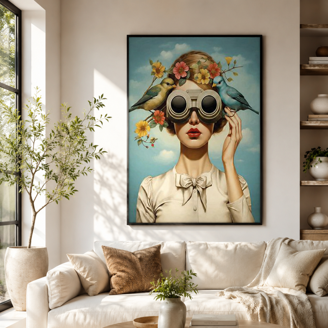 Curious Eyes Birdwatcher Canvas Print