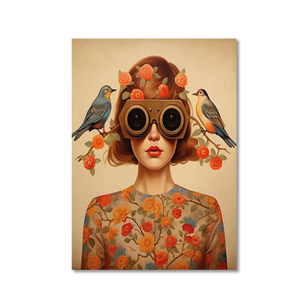 Songbird Seeker Retro Boho Woman Canvas Print
