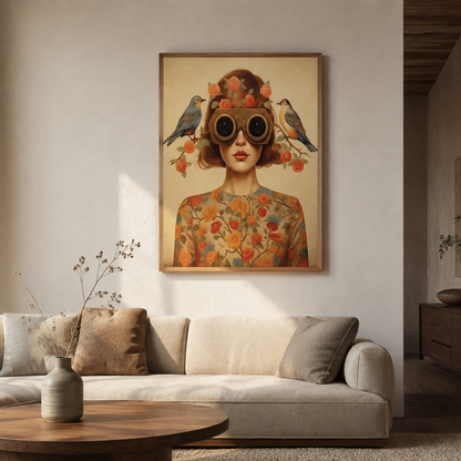 Songbird Seeker Retro Boho Woman Canvas Print