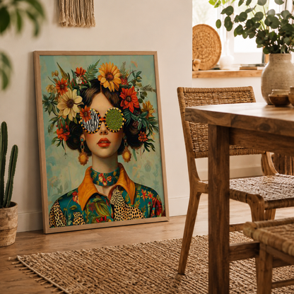 Floral Gaze Woman Retro Boho Canvas Print