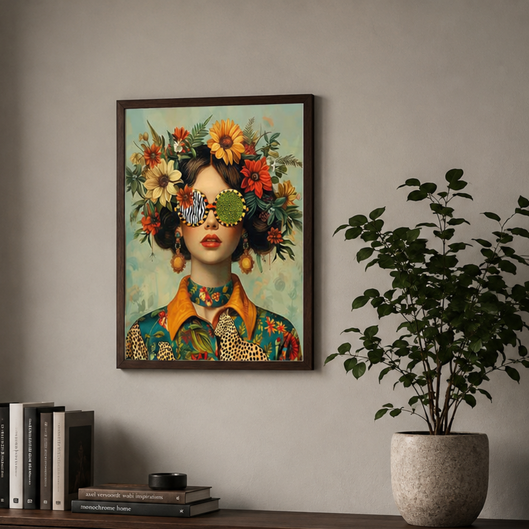 Floral Gaze Woman Retro Boho Canvas Print