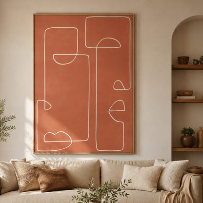 Desert Lines Terracotta Abstract Canvas Print