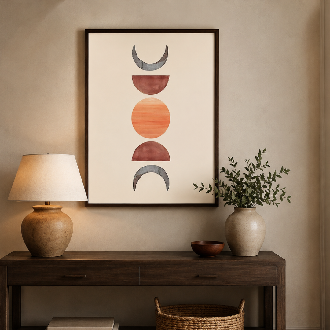Moon Cycle Terracotta Boho Canvas Print