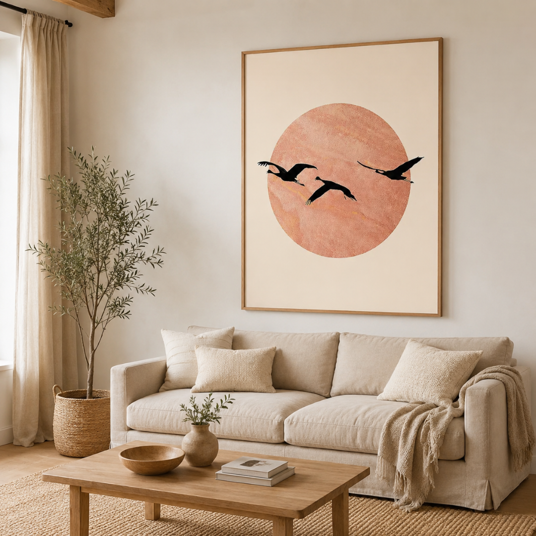 Blush Sun Birds Boho Canvas Print