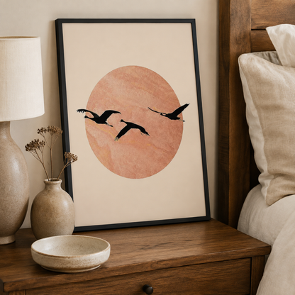 Blush Sun Birds Boho Canvas Print