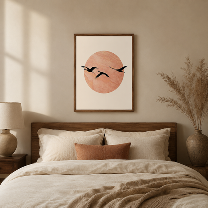 Blush Sun Birds Boho Canvas Print